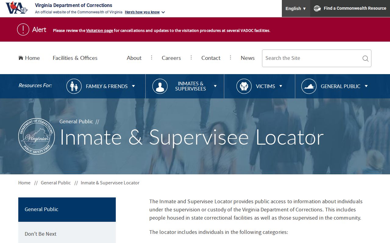 Bedford County released inmate search on the VADOC locator